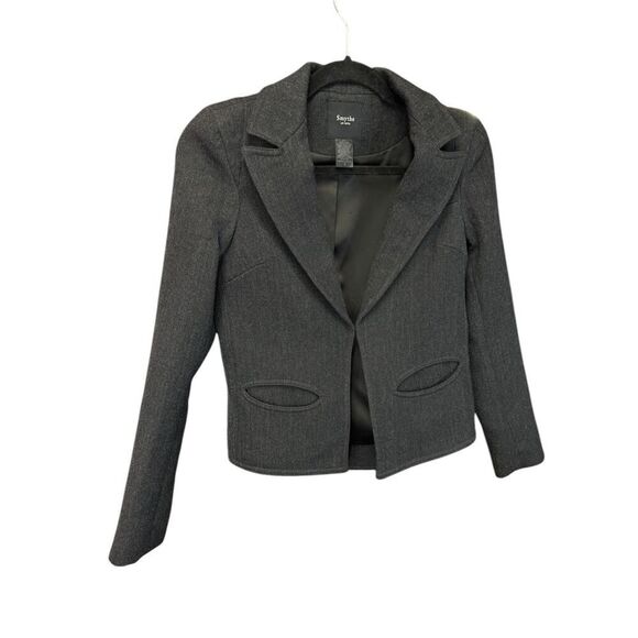 Smythe Les Vestes Wool Blend Cropped Blazer Jacket - Gray, US 2 - Picture 4 of 15